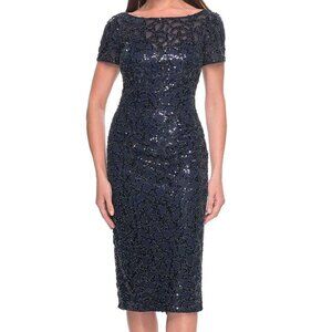 NWT La Femme 30043SC Cocktail Dresses Beaded Navy Size 14
